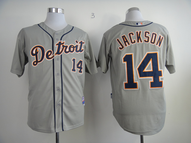 Men Detroit Tigers 14 Jackson Grey MLB Jerseys